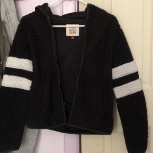 SO Black Striped Sherpa Jacket